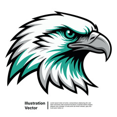 Majestic bald eagle head with a fierce expression, a powerful mascot design for a sports team