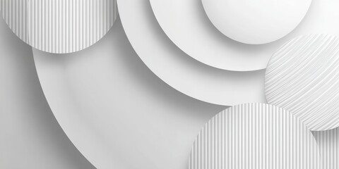 Abstract design of layered circles in shades of white