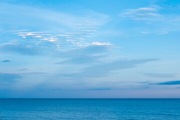 Nature of the ocean and blue sky Summer with sunshine, sandy beaches, clear blue waters sparkling...
