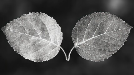 Two leaves monochrome image