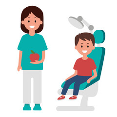 Pediatric dentist and child patient.