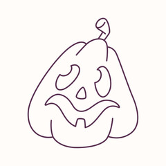 Halloween jack-o-lantern pumpkin outline, spooky carved faces.