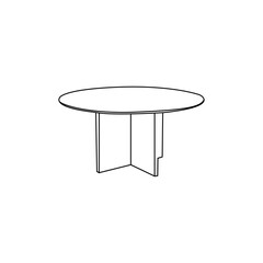 A clean line drawing of a square table.