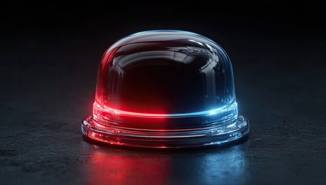 Transparent dome, glowing red and blue lights - Powered by Adobe