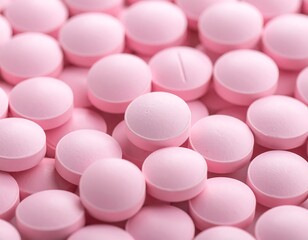 Close-up of many pink pills