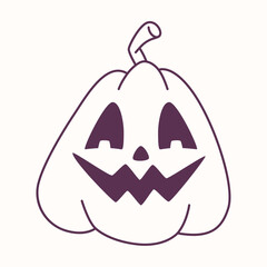 Halloween jack-o-lantern pumpkin outline, spooky carved faces.