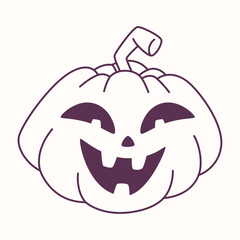 Halloween jack-o-lantern pumpkin outline, spooky carved faces.