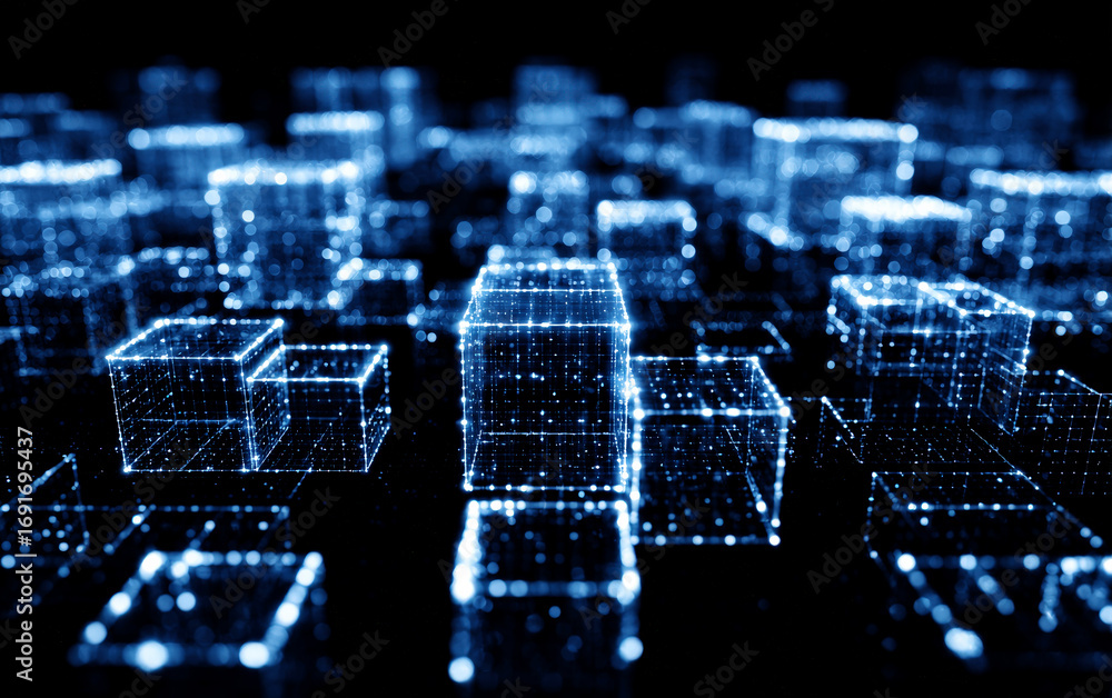 Poster abstract digital cubes representing modern technology and data connectivity