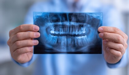 Dental X-ray held by hands