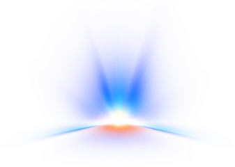 A vibrant sunrise with radiant blue hues and a golden center. light effect.