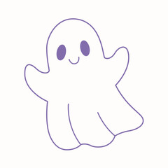 Cute cartoon ghost. vector Halloween illustration of spooky characters