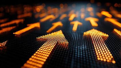 Abstract glowing arrows upward
