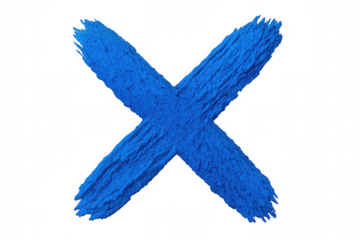 Blue paint stroke creating x pattern, transparent backdrop highlighting graphic design element