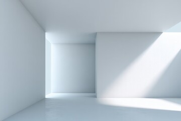 Fototapeta premium Minimalist white interior. Sunlight streams in