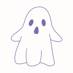Cute cartoon ghost. vector Halloween illustration of spooky characters