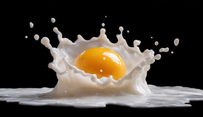 Splashing milk with an egg yolk