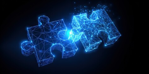 Obraz premium Abstract glowing puzzle pieces