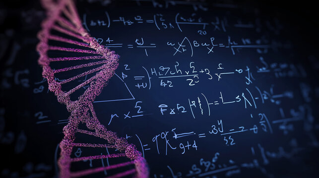 DNA Double Helix Constructed from Mathematical Equations, Binding All Known Lifeforms in Spiral, Symbolizing Unity of Life
