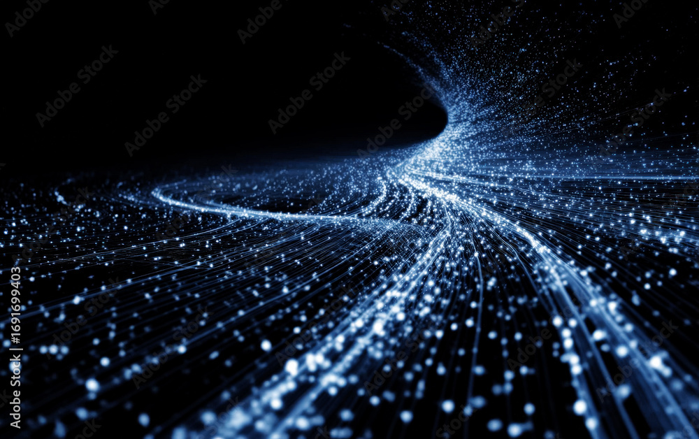 Poster dynamic network of light streams representing digital connectivity