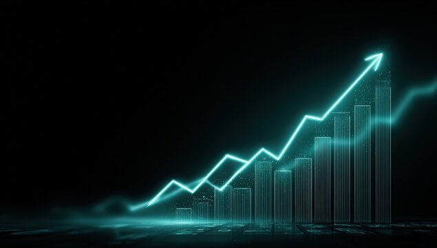 Futuristic chart showing upward trend