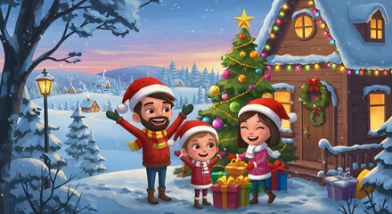 Family celebrating christmas