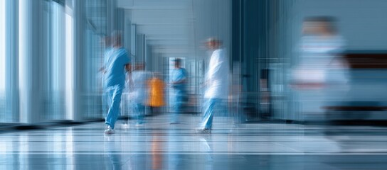 Blurred hospital hallway scene