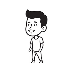 Handsome Man Black and White Illustration Vector Image Male Portrait Fashion Sketch Line Art Design	