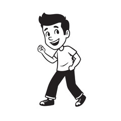 Handsome Man Black and White Illustration Vector Image Male Portrait Fashion Sketch Line Art Design	