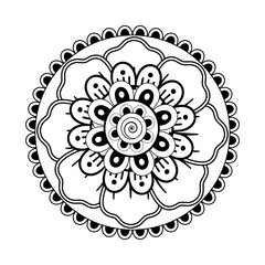 Mehndi flower pattern for Henna drawing and tattoo. Decoration in ethnic oriental  Indian style. Doodle ornament. Outline hand draw vector illustration.