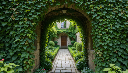 Ivy Covered Garden Archway Entrance
