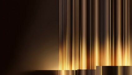 Abstract golden columns on a dark background