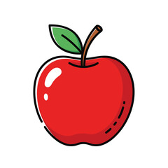 Fototapeta premium A simple cartoon illustration of a shiny red apple.