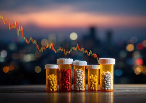 Pharmaceutical stock market downturn depicted