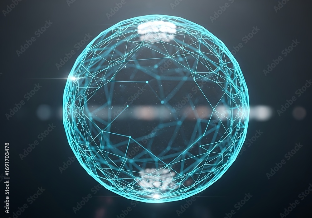 Poster abstract sphere structure network connections represents global technology and connectivity concept 