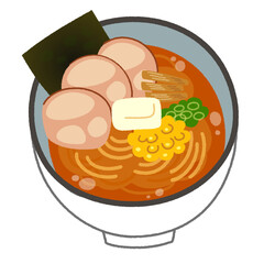 味噌バターラーメンのイラスト