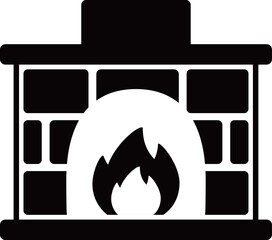 暖炉のアイコン　モノトーン