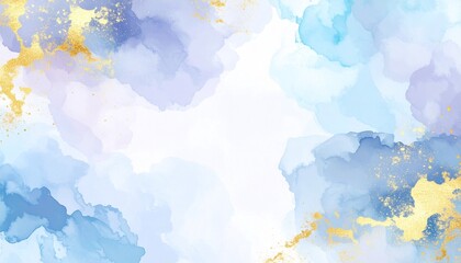 カラフルなテクスチャ背景素材　水彩、金箔、ブルー系