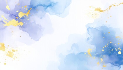 カラフルなテクスチャ背景素材　水彩、金箔、ブルー系