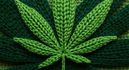 Knitted Green Leaf Detailed Texture Soft Fabric Close-up
