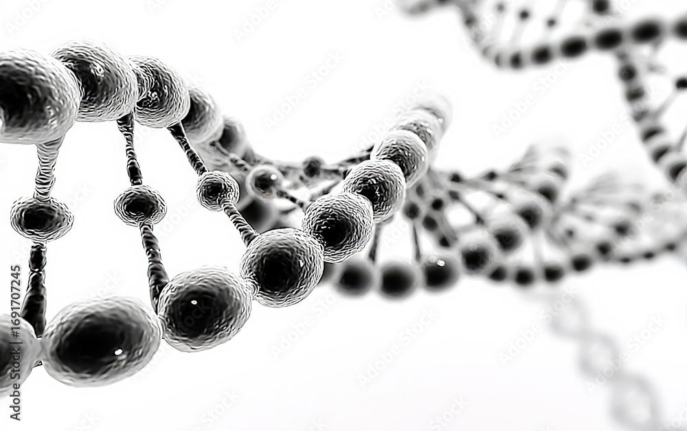 Poster close-up view of a dna double helix structure