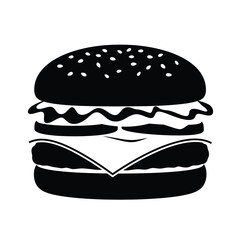 Hamburger silhouette illustration with layered ingredients on a white background. EPS 10.