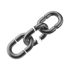 Broken chain link concept of weakness and vulnerability icon