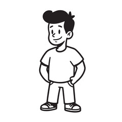 Handsome Man Black and White Illustration Vector Image Male Portrait Fashion Sketch Line Art Design	