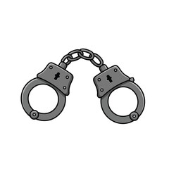 Minimalist handcuffs icon with chain links and keyholes. EPS 10.