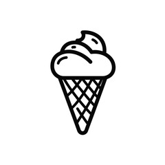 Minimalist ice cream cone icon with waffle texture and three scoops. EPS 10.