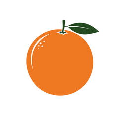 Minimalist orange fruit icon with stem and calyx on white background. EPS 10.