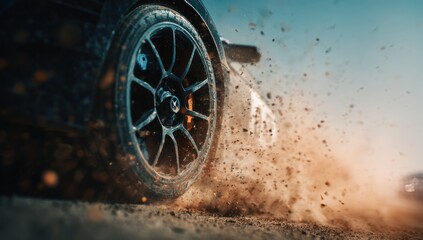 Racing car kicking up dust