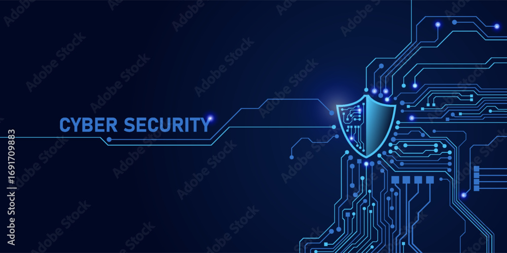 Fototapete fingerprint scanning on circuit board. secure system concept with a fingerprint. cyber security tech