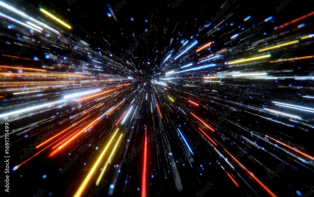Poster colorful light streaks creating a dynamic and futuristic visual effect