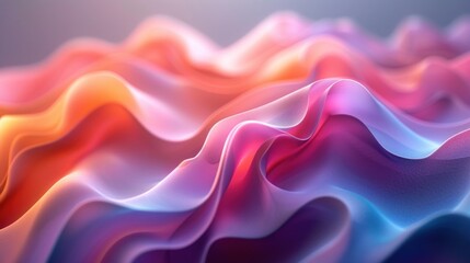 Obraz premium Mesmerizing Waves of Colorful Fabric Rippling in a Soft Focus Background